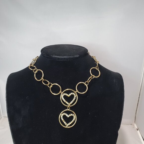 Bijou Gold Link Necklace with Rhinestones - Picture 1 of 7